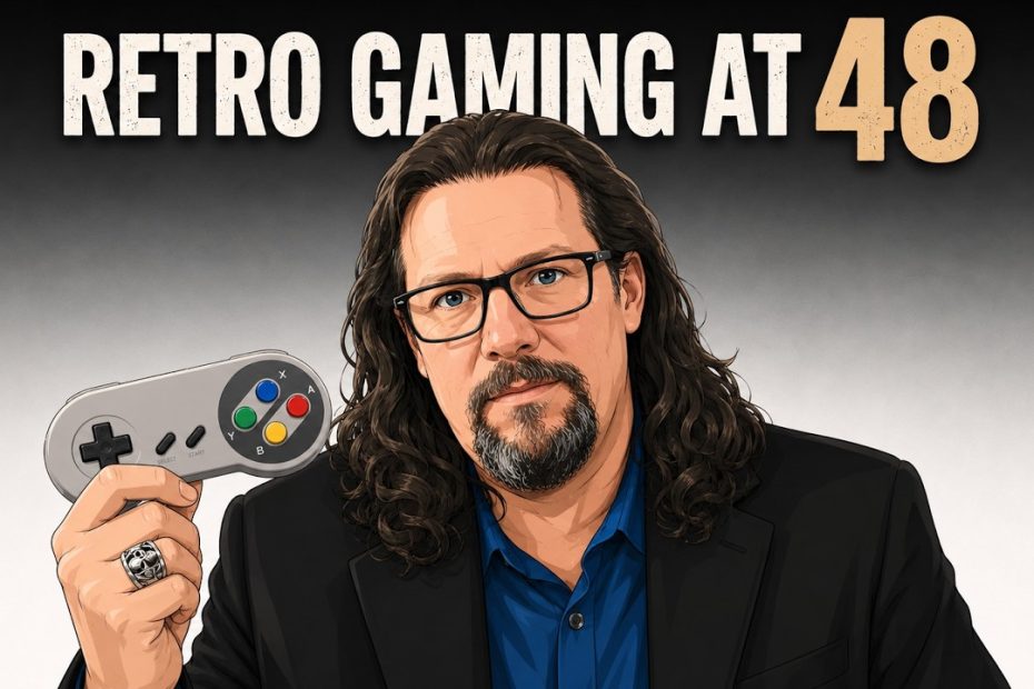 The Truth About Gaming When You Get Older Thumbnail. Man holding Super Famicom controller.